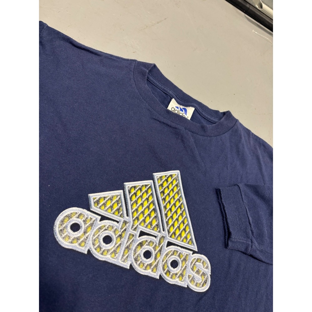 Vintage Adidas Long Sleeve T-Shirt Mens XL Navy‎ Blue Graphic Logo 90s Crewneck